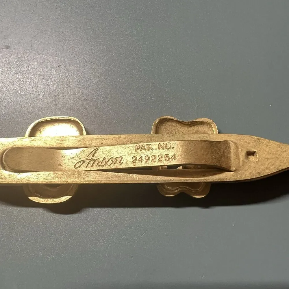 Vintage  MCM Theater Masks Comedy Tragedy Anson  Small Gold Tone Tie Bar Clip